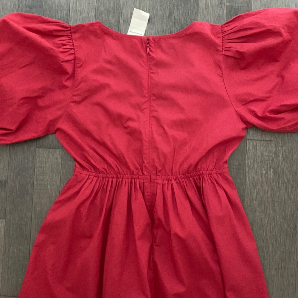Abercrombie & Fitch Dark Pink Cinch-Front Poplin Mini Dress - Picture 4 of 7